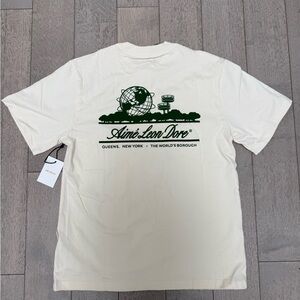 Aime Leon Dore Off-White Tee with Dark Green Graphic